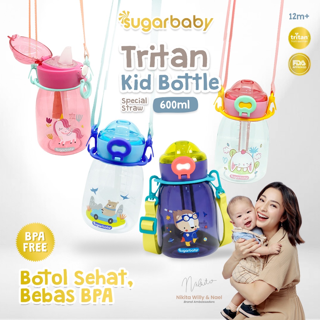 Botol Minum Anak Sugarbaby Tritan Kids ST 600ml Special Straw BPA Free Anti Bocor Foto 2