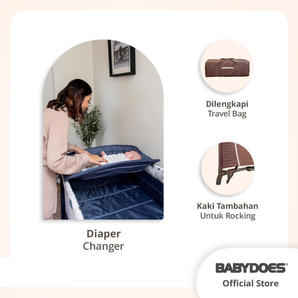 Babydoes Bedford XL Baby Box Portable Multifungsi Side Bed Roda Kelambu Foto 3