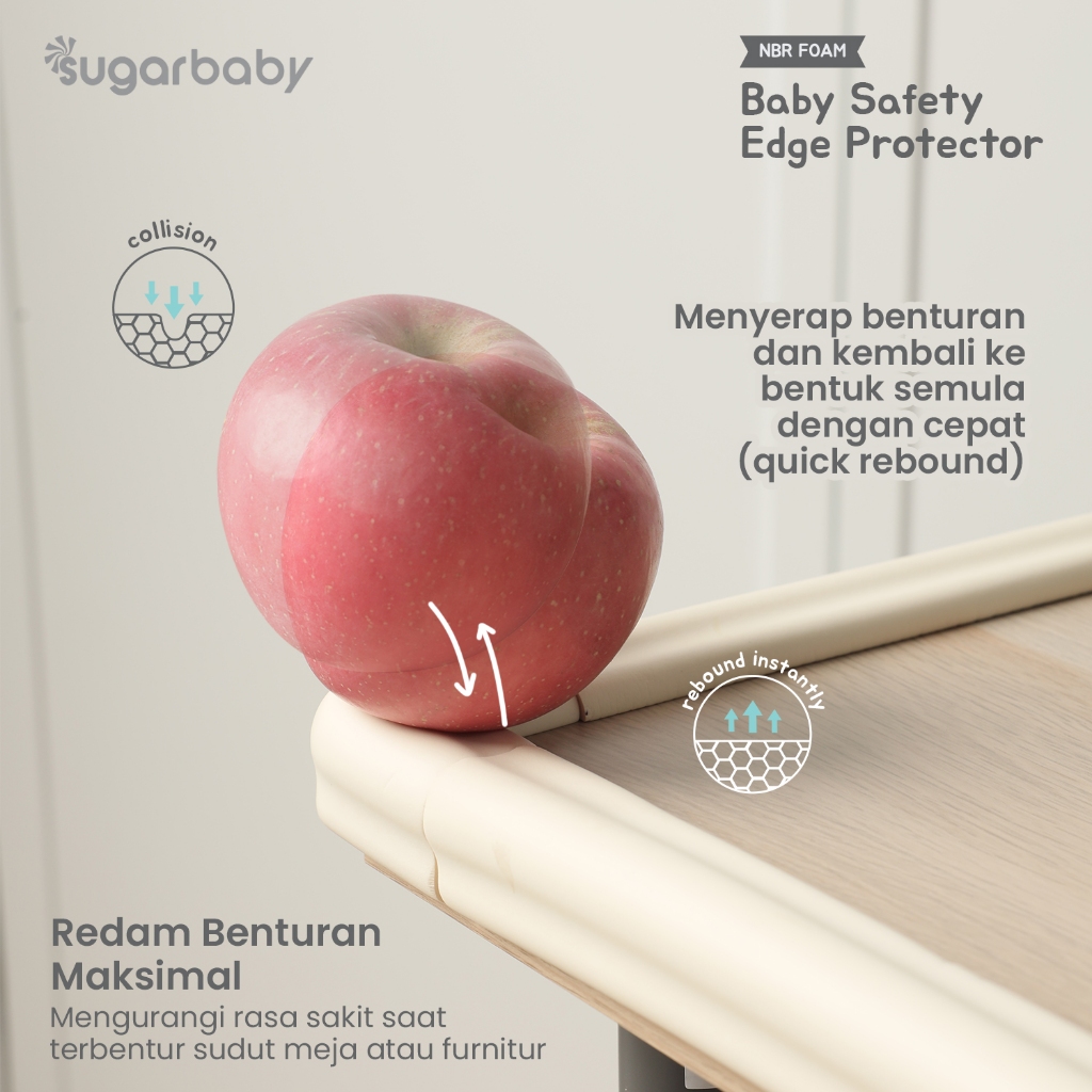 Pelindung Sudut Meja Sugarbaby Premium NBR Foam 2 Meter dengan Perekat 3M Foto 3