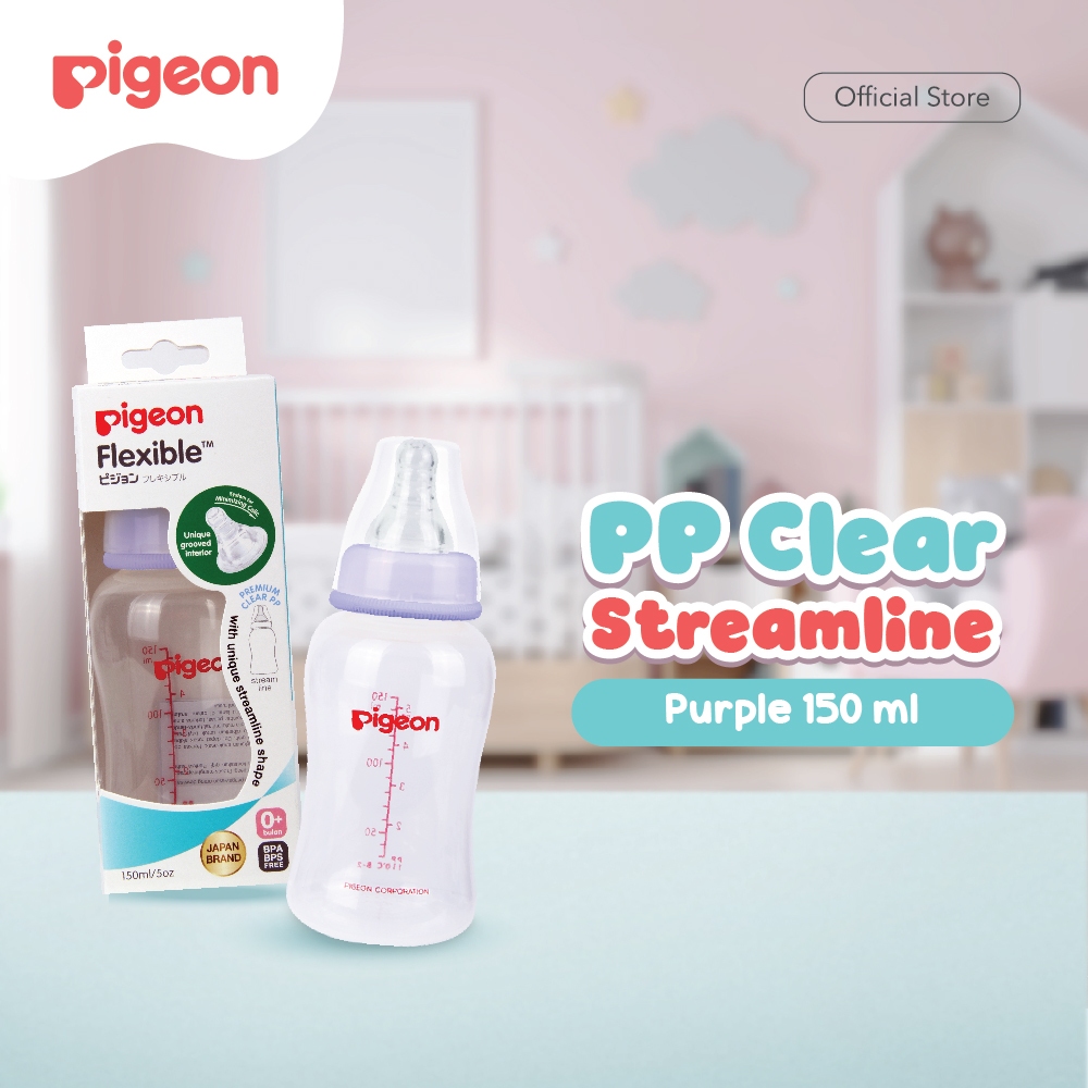 Botol Susu Pigeon Slim Neck PP Clear Streamline 150ml Dot Peristaltic S Anti Kolik Foto 4