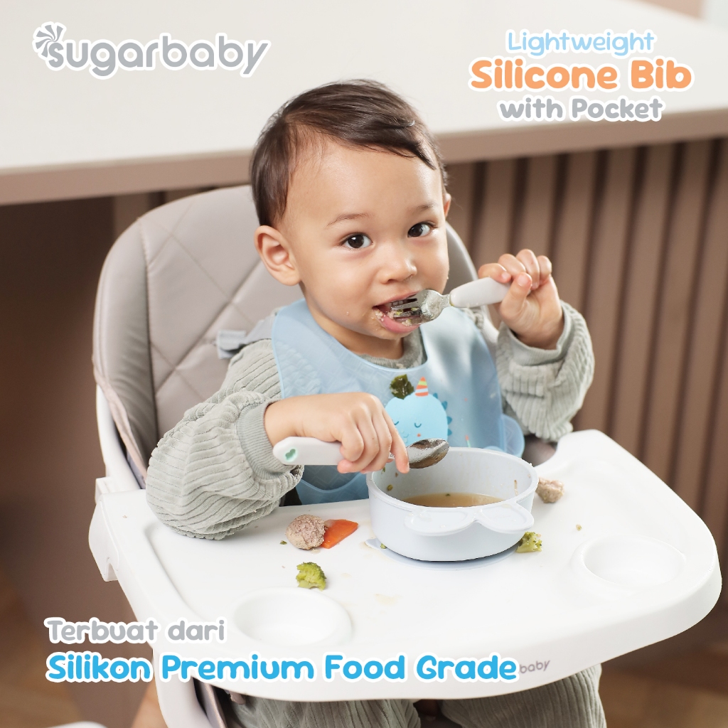 Celemek Bayi Silikon Sugarbaby Premium Lightweight Food Grade Nano Silver Antibacterial Foto 4