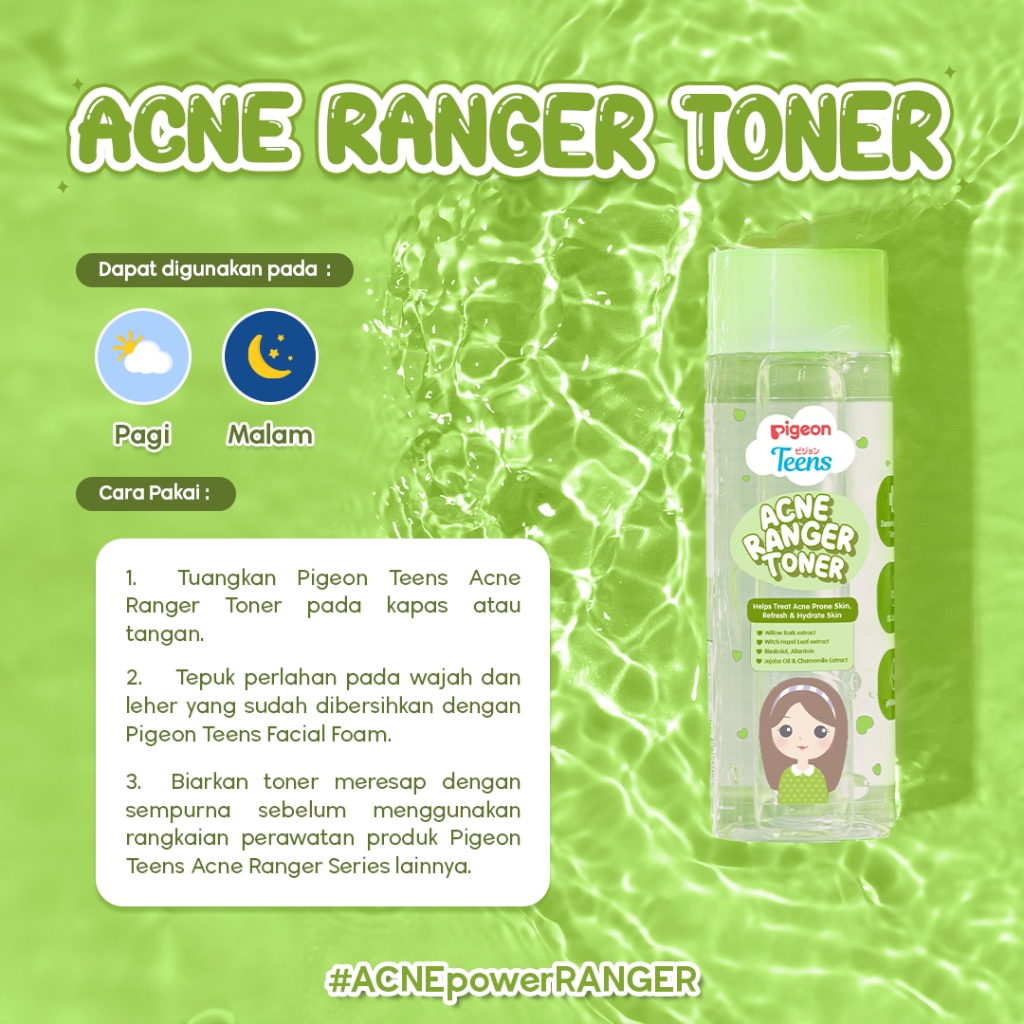 Toner Pigeon Teens Acne Ranger 100ml Anti Jerawat Alcohol Free BPOM Foto 5