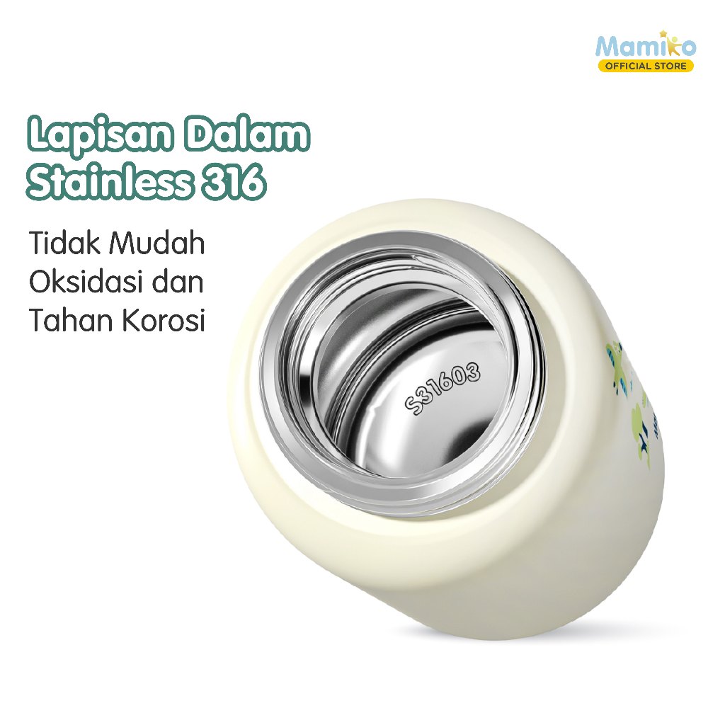 Botol Termos Mamiko Stainless Steel 316 550ml 2-in-1 Vakum Insulasi Sedotan & Teguk Foto 2