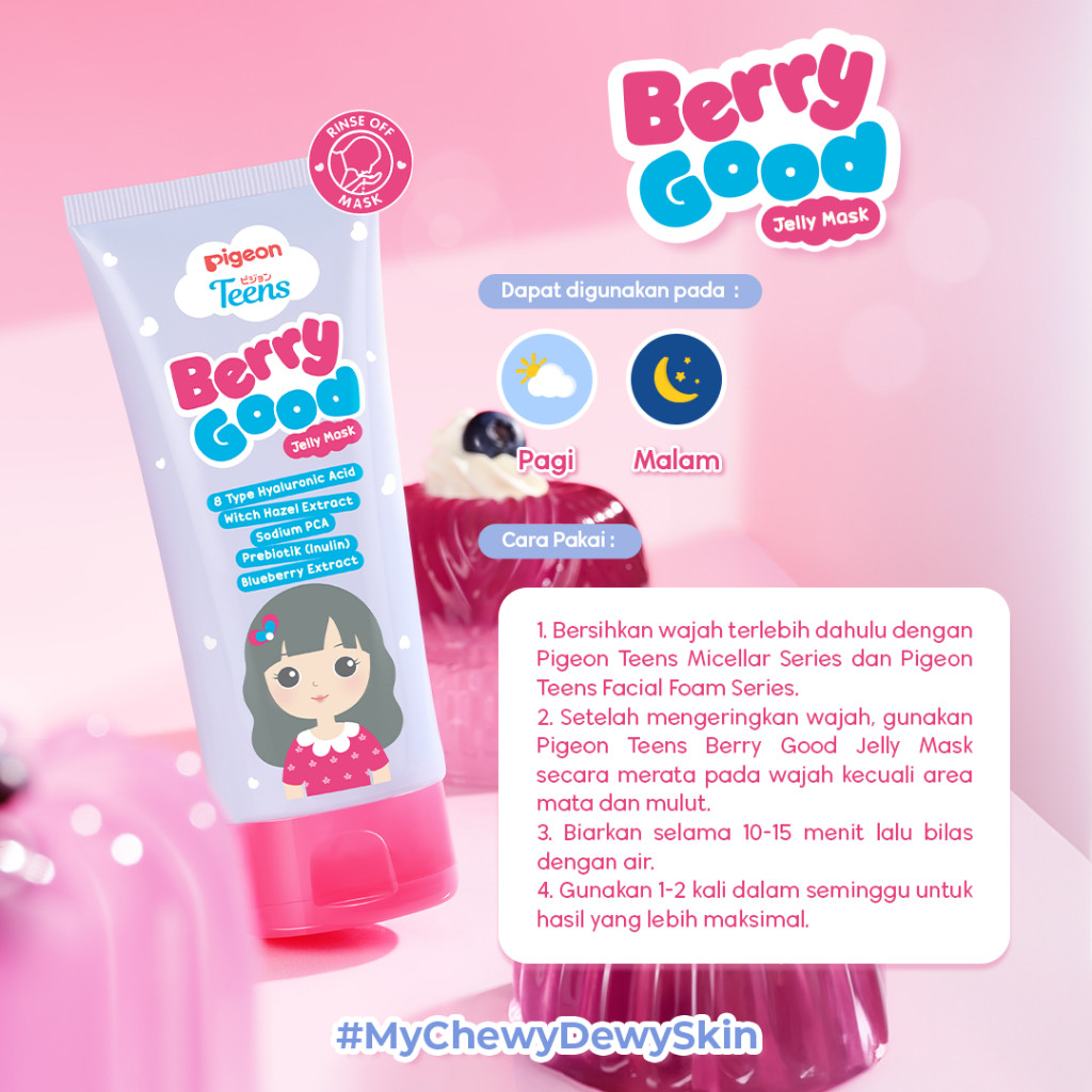 Pigeon Teens Berry Good Jelly Mask 60ml Skincare Remaja Melindungi Skin Barrier Foto 4