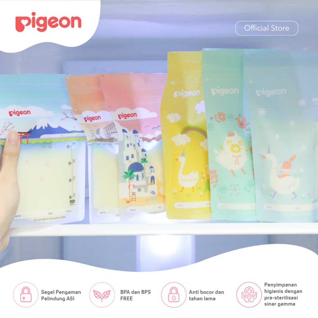 Kantong ASI PIGEON BreastMilk Storage Bag Anti Bocor Klip Ganda Ukuran 120ml atau 180ml Foto 2