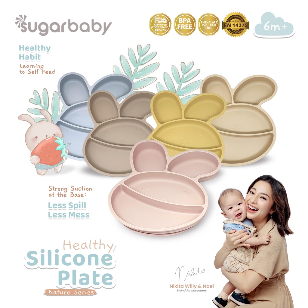 Piring Silikon Bayi Sugarbaby Healthy Silicone Plate Nature Series Food Grade FDA Foto 2