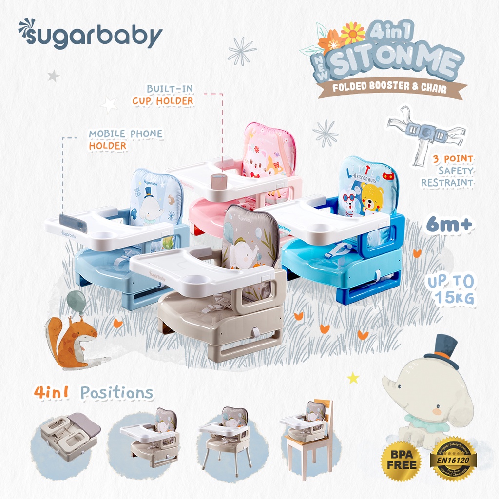 Kursi Makan Anak Sugarbaby SitOnMe Folded Booster 4in1 Portable Lipat Foto 2