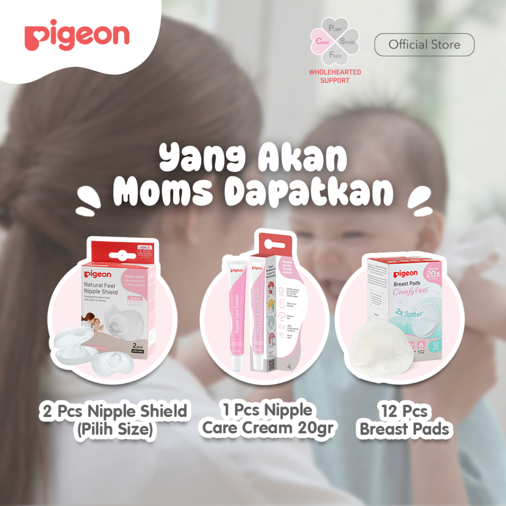 Pigeon Mommy Comfort Kit Bundle Breast Pad 12pcs Nipple Care Cream 20g Natural Feel Foto 2