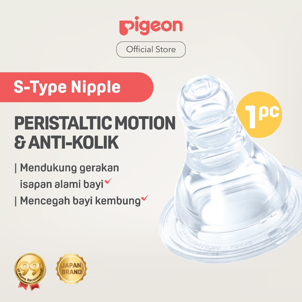 PIGEON Peristaltic S-Type Nipple Slim Neck Size LL Original - Dot Anti Kolik &