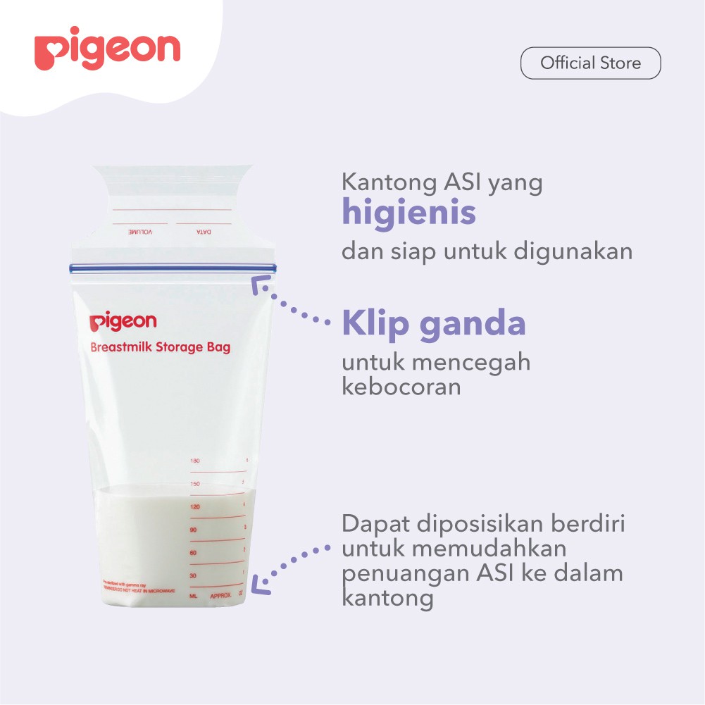 Kantong ASI Pigeon Steril Gamma 180ml Anti Bocor Segel Ganda Pack 25pcs Foto 3