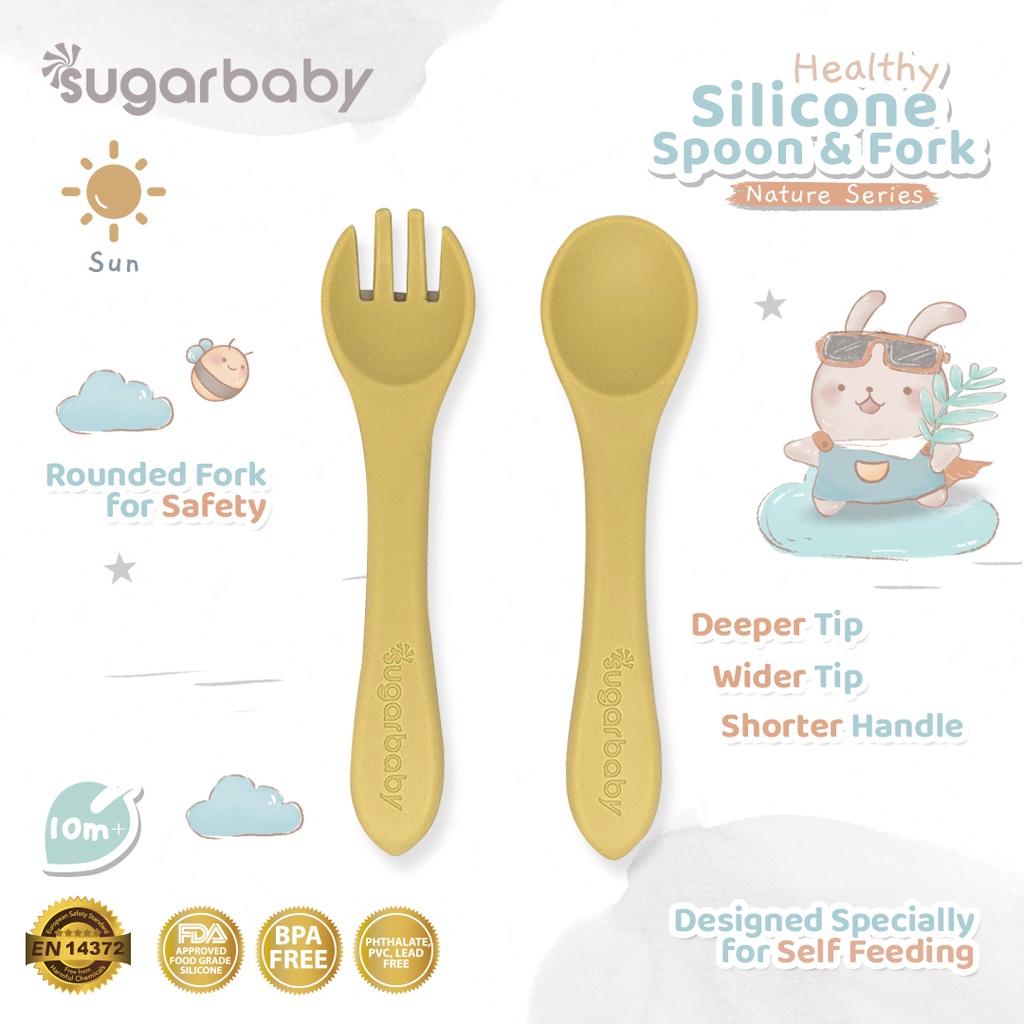 Sendok Garpu Bayi Sugarbaby Healthy Silicone Nature Series Food Grade FDA Foto 6