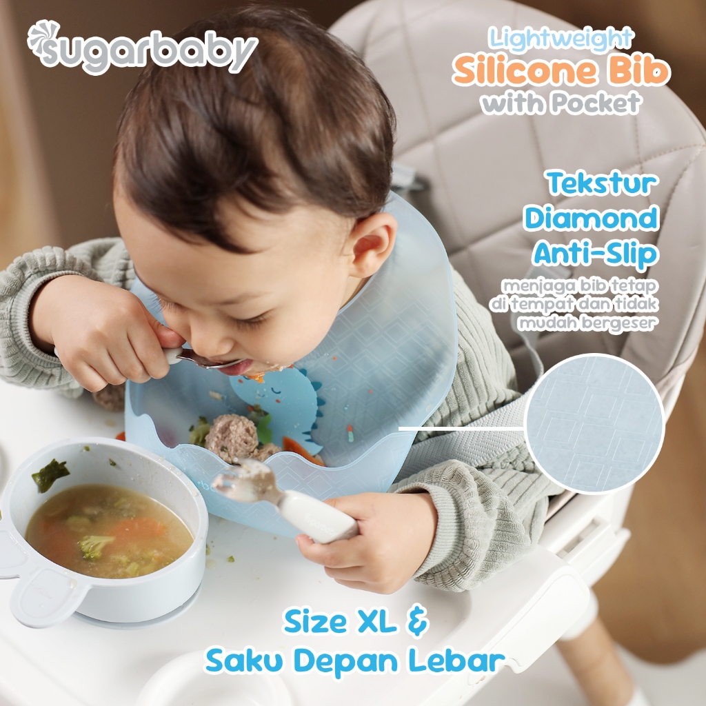 Celemek Bayi Silikon Sugarbaby Premium Lightweight Food Grade Nano Silver Antibacterial Foto 3