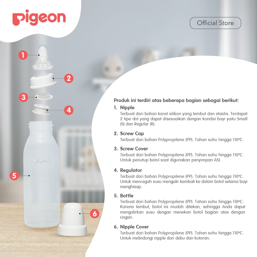 Botol Susu Pigeon PP 240ml Cleft Palate Baby dengan 2 Dot Small & Regular Foto 3