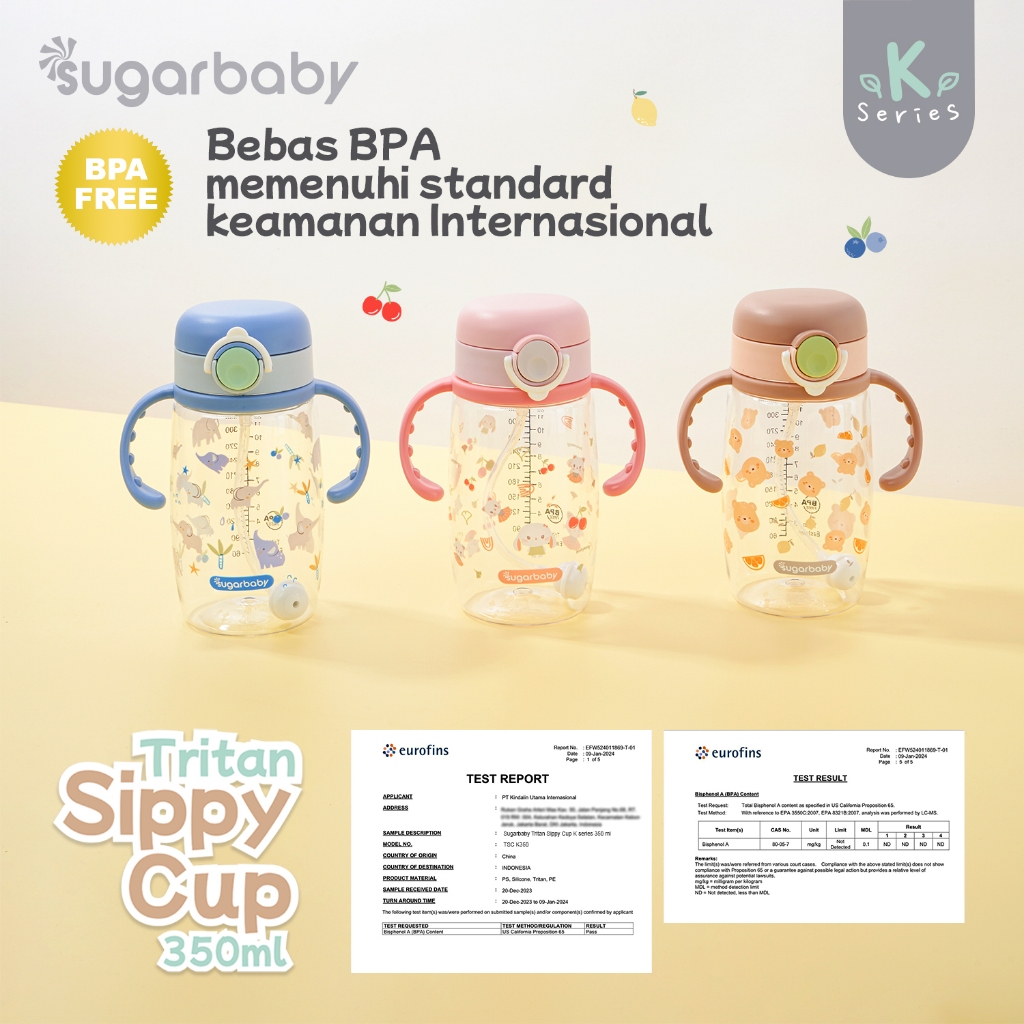 Sugar Baby Tritan Sippy Cup K Series 350ml Botol Minum Bayi Anti Tumpah dengan Foto 4