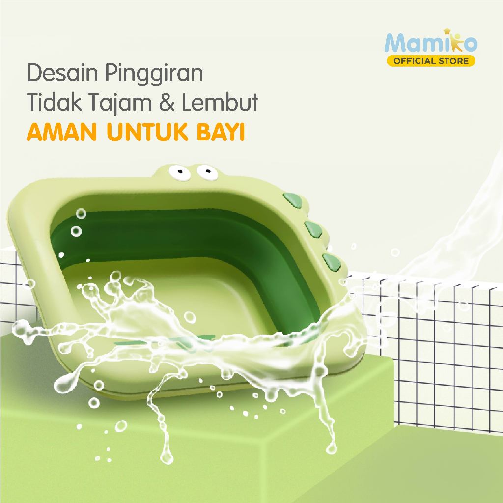 Mamiko Baskom Lipat Bayi Baby Wash Basin Model Crocodile & Lion Kapasitas 3.5L & Foto 3