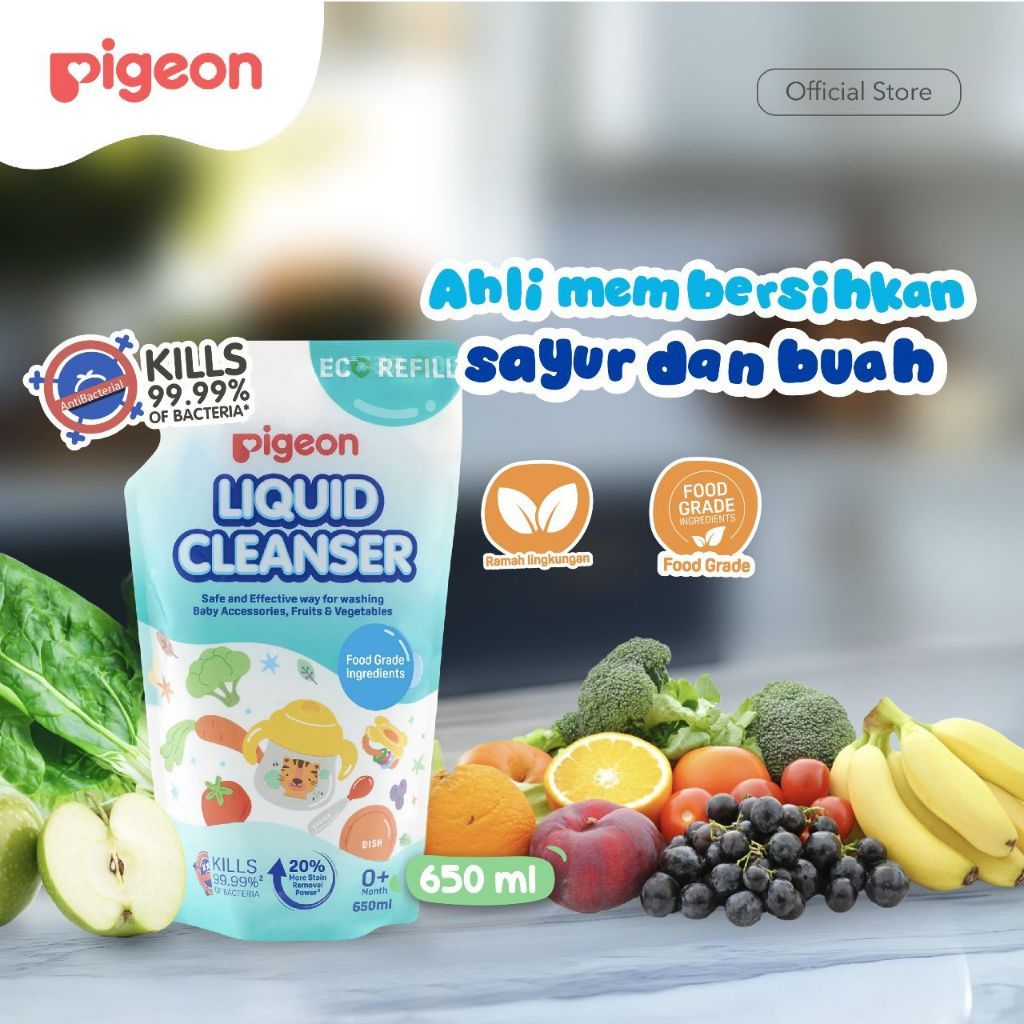 Pigeon Liquid Cleanser 700ml Botol Pump Food Grade Bebas SLS Pembersih Perlengkapan Bayi Foto 7