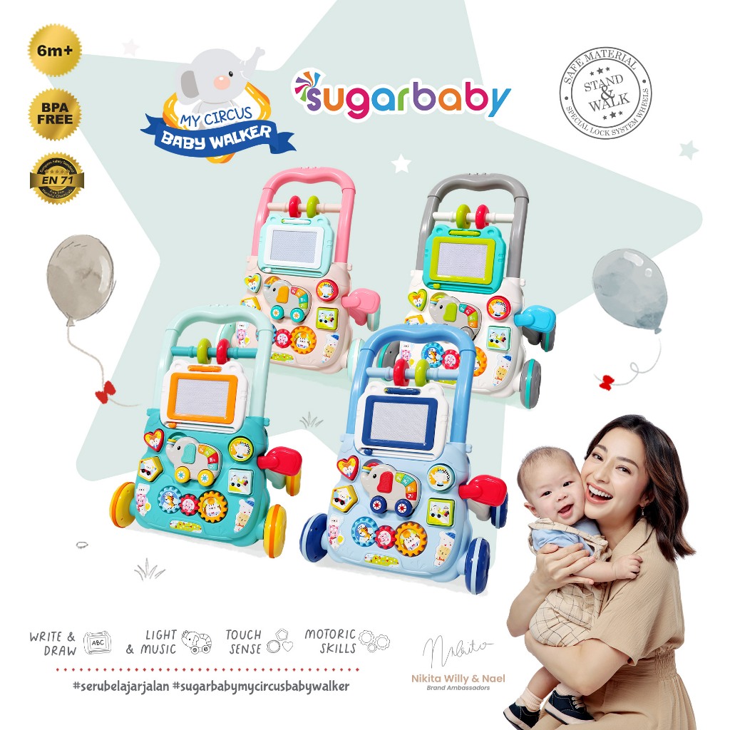 Sugar Baby My Circus Baby Walker CIRWALKER Alat Bantu Jalan Edukasi Panel Aktivitas Piano Foto 2