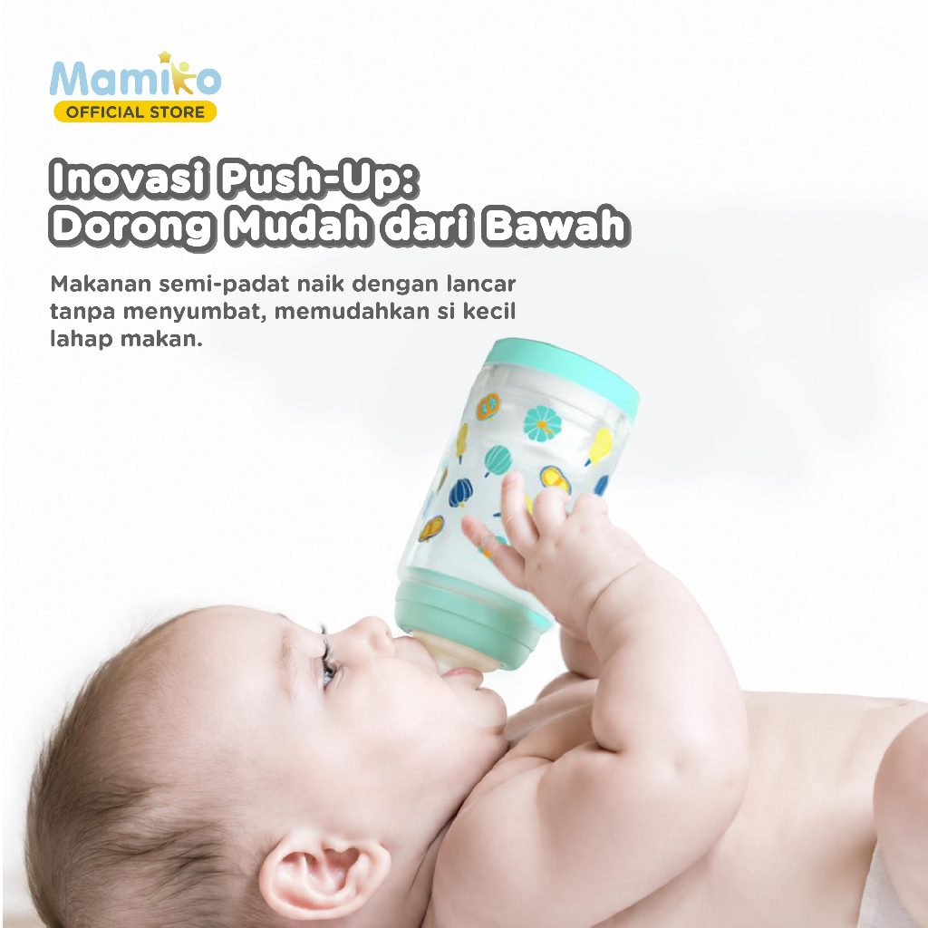 KUB Mamiko Cereal Nursing Bottle 180ml Botol MPASI Bayi dengan Sistem Tekanan Bawah Foto 2