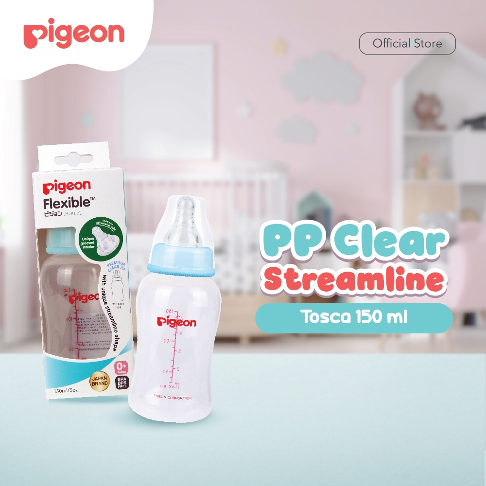 Botol Susu Pigeon Slim Neck PP Clear Streamline 150ml Dot Peristaltic S Anti Kolik Foto 8