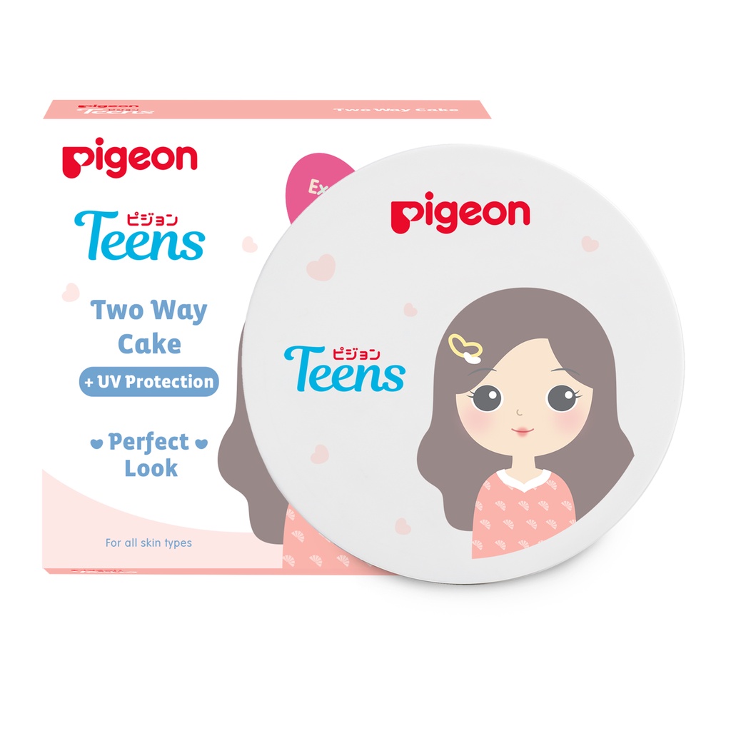 Pigeon TEENS Two Way Cake Compact Powder 14Gr Natural dengan UV Protection