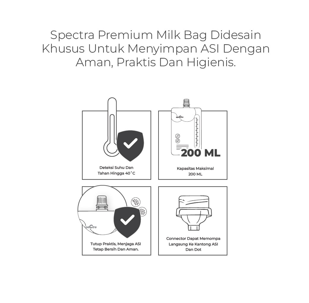 Kantong ASI Spectra Premium dengan Connector 10 Pcs untuk Pompa ASI Elektrik Foto 8