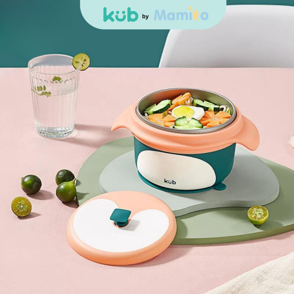 Mangkok Stainless Steel Anak KUB Penguin Insulated Bowl 350ml Food Grade 316 Tahan Panas Foto 6
