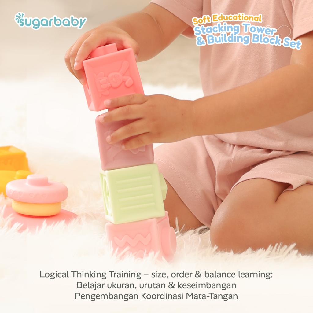 Mainan Edukasi Bayi Sugarbaby Soft Stacking Tower & Block Set PVC BPA Free Foto 4