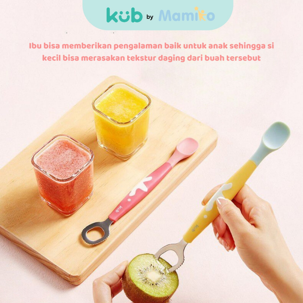 Sendok MPASI Bayi KUB 3 in 1 Multifunctional Puree Spoon Stainless Steel & Silicone Foto 3