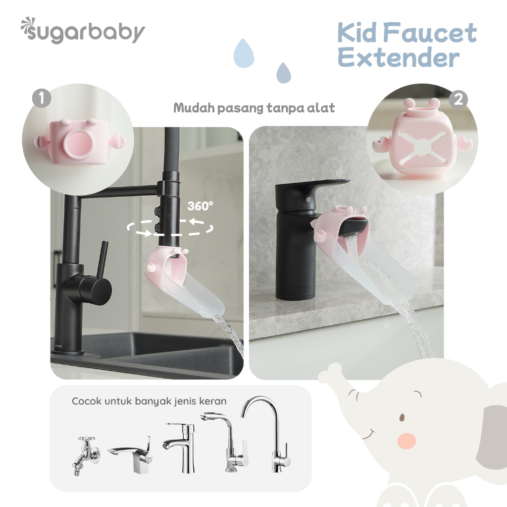 Sugarbaby Kid Faucet Extender Sambungan Keran Silikon Aman Anak BPA Free Dual Interface Foto 4