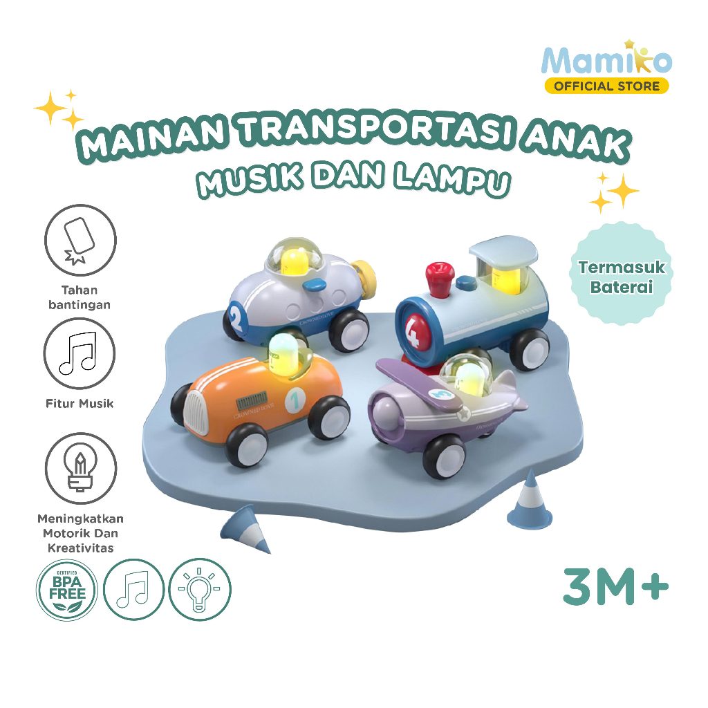 Mainan Inertia Anak KUB x CL Children's Inertia Toys dengan Musik 3 Lagu Edukatif Foto 3