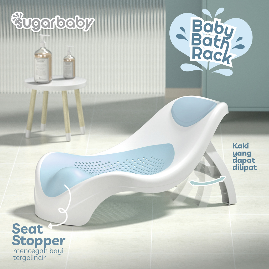 Sugar Baby Bath Rack Alas Mandi Bayi Dudukan Lipat dengan Jaring Silicone & Seat Foto 4