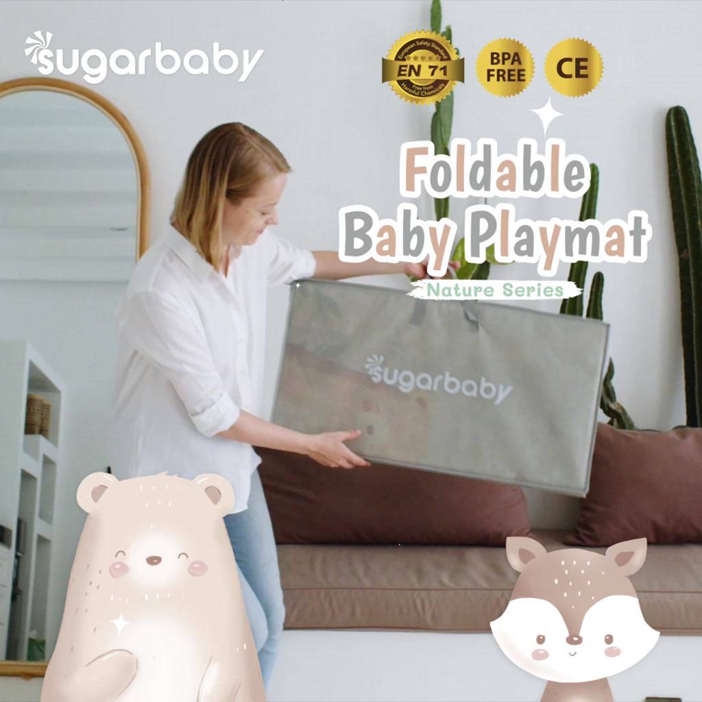 SUGAR BABY Foldable Baby Playmat Nature Series XL Anti Licin Anti Air Matras Bayi