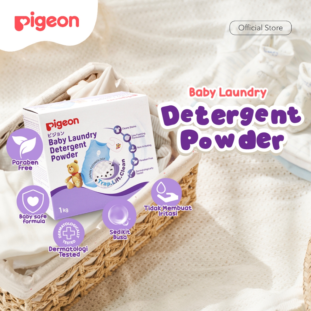Pigeon Laundry Detergent Powder 1Kg Deterjen Pakaian Bayi Paraben Free Dermatologis