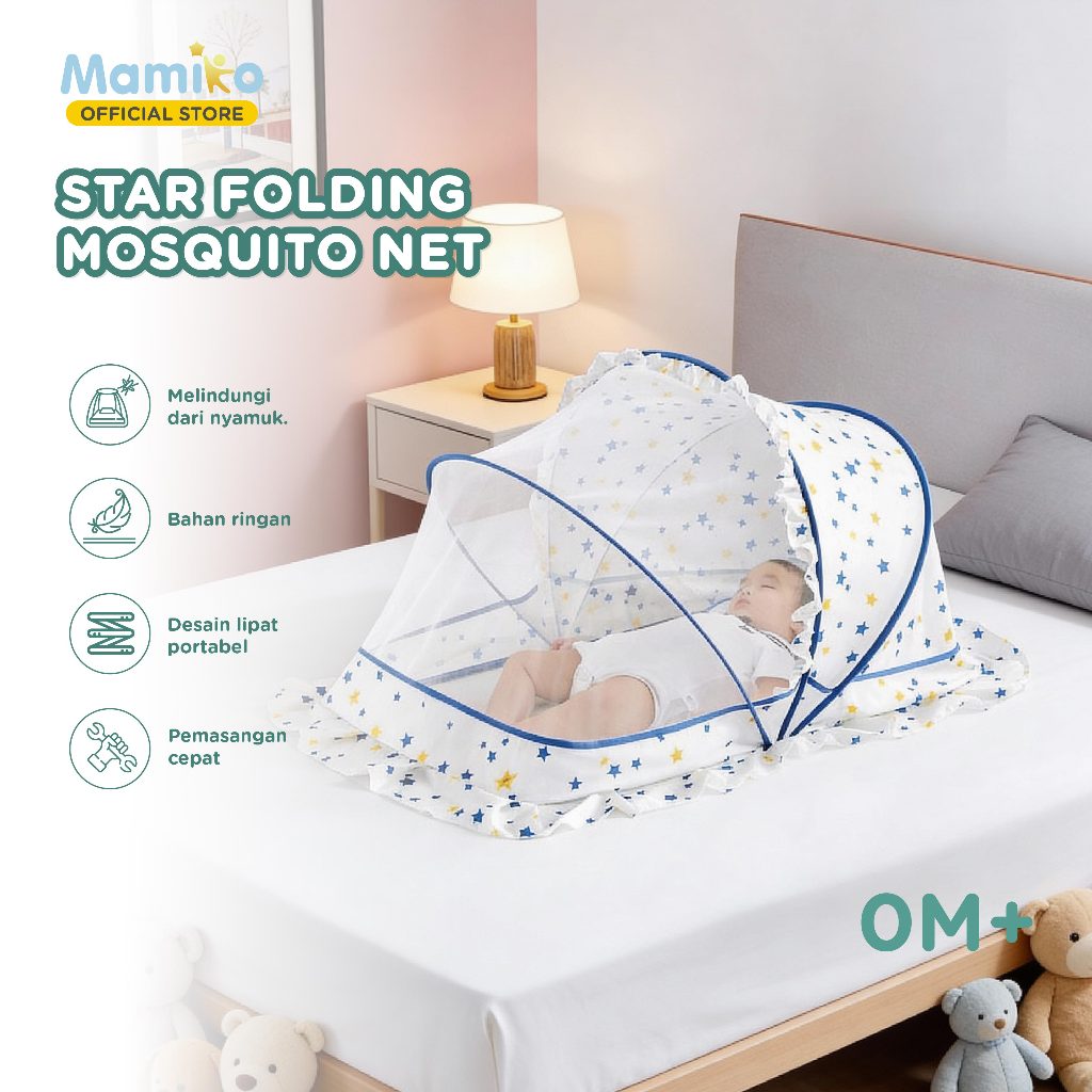 Kelambu Lipat Bayi KUB x CL Star Folding Mosquito Net Polyester PVC 118x63x60 cm