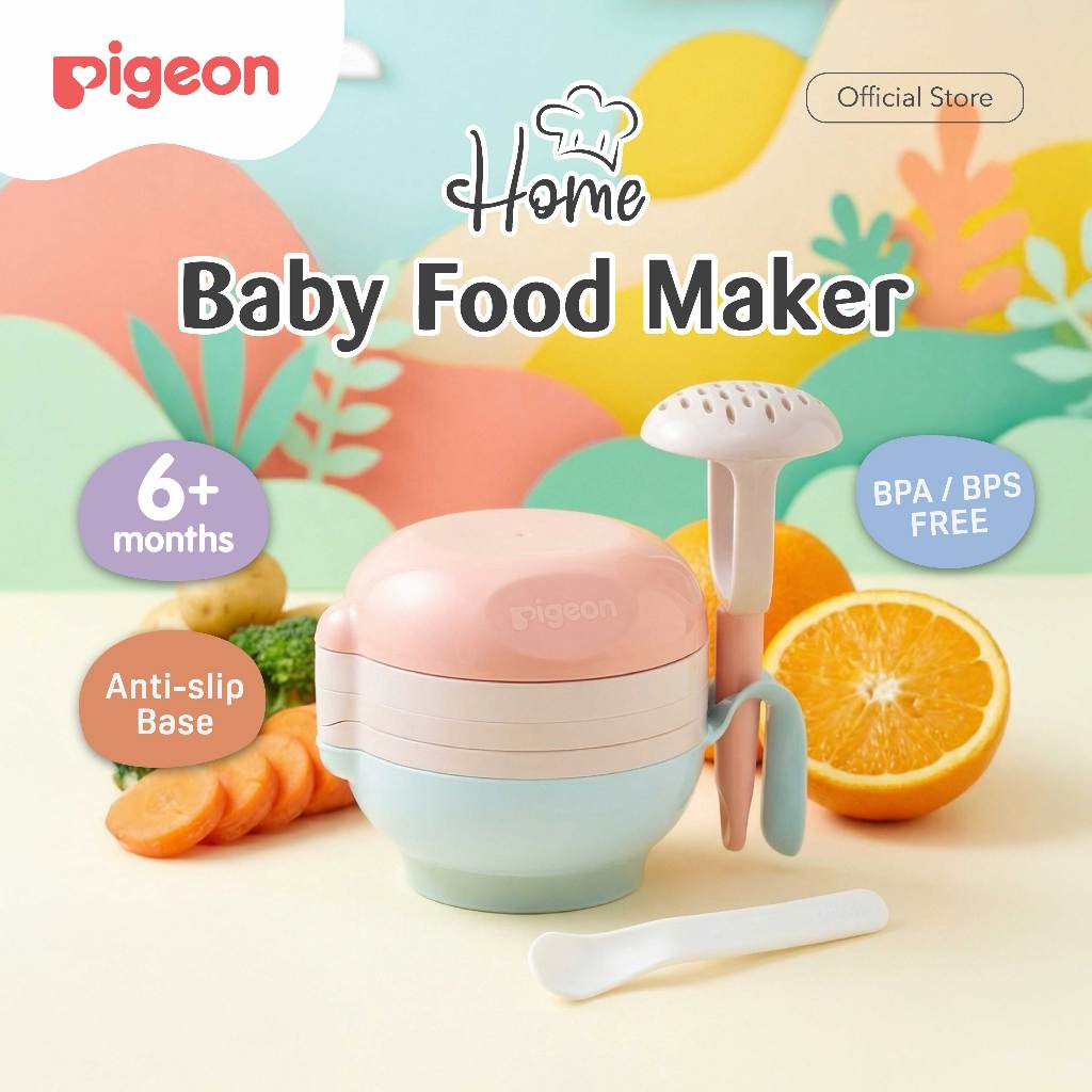 PIGEON Home Baby Food Maker 6 in 1 Multifungsi Alat MPASI Manual Anti Slip Foto 2