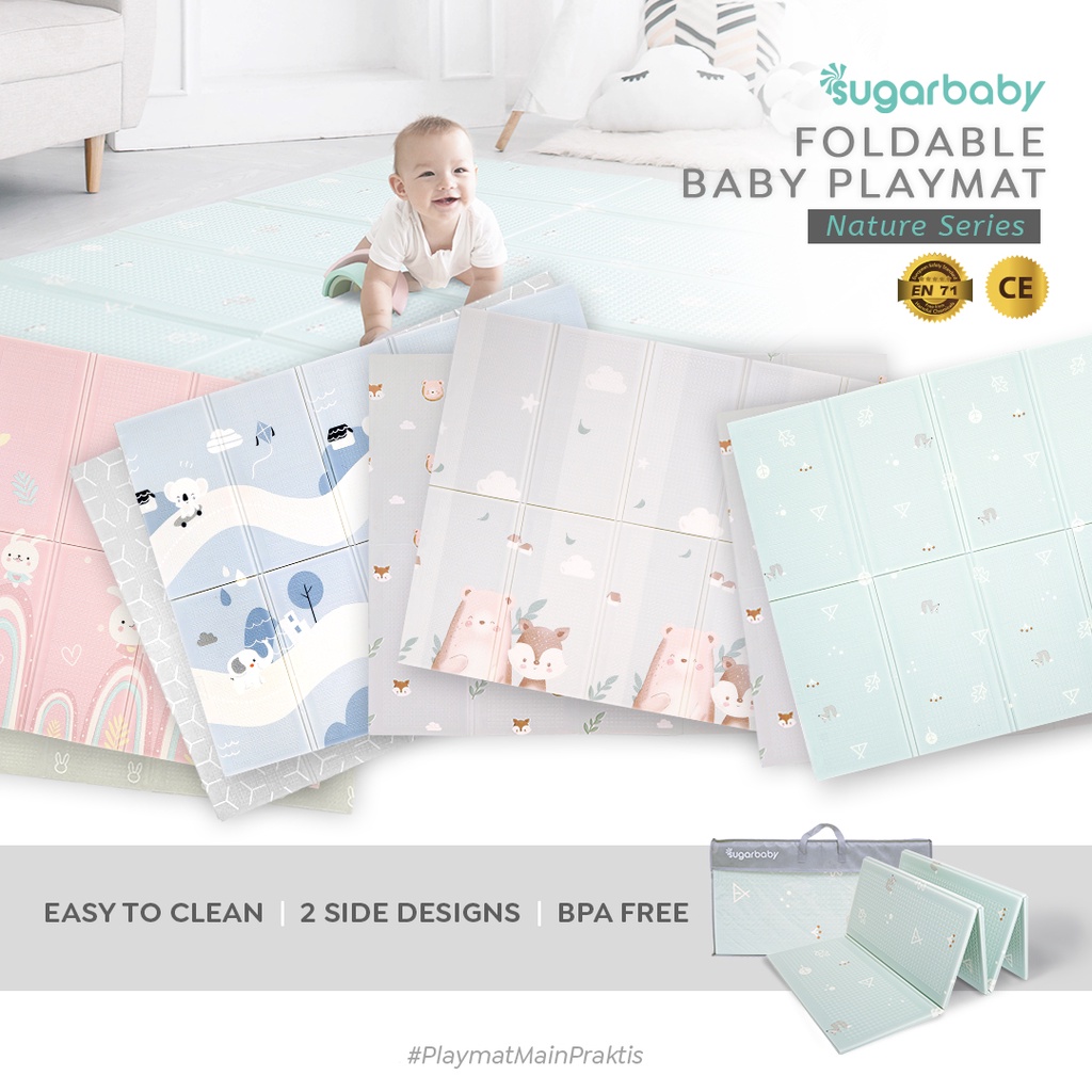 SUGAR BABY Foldable Baby Playmat Nature Series XL Anti Licin Anti Air Matras Bayi Foto 2