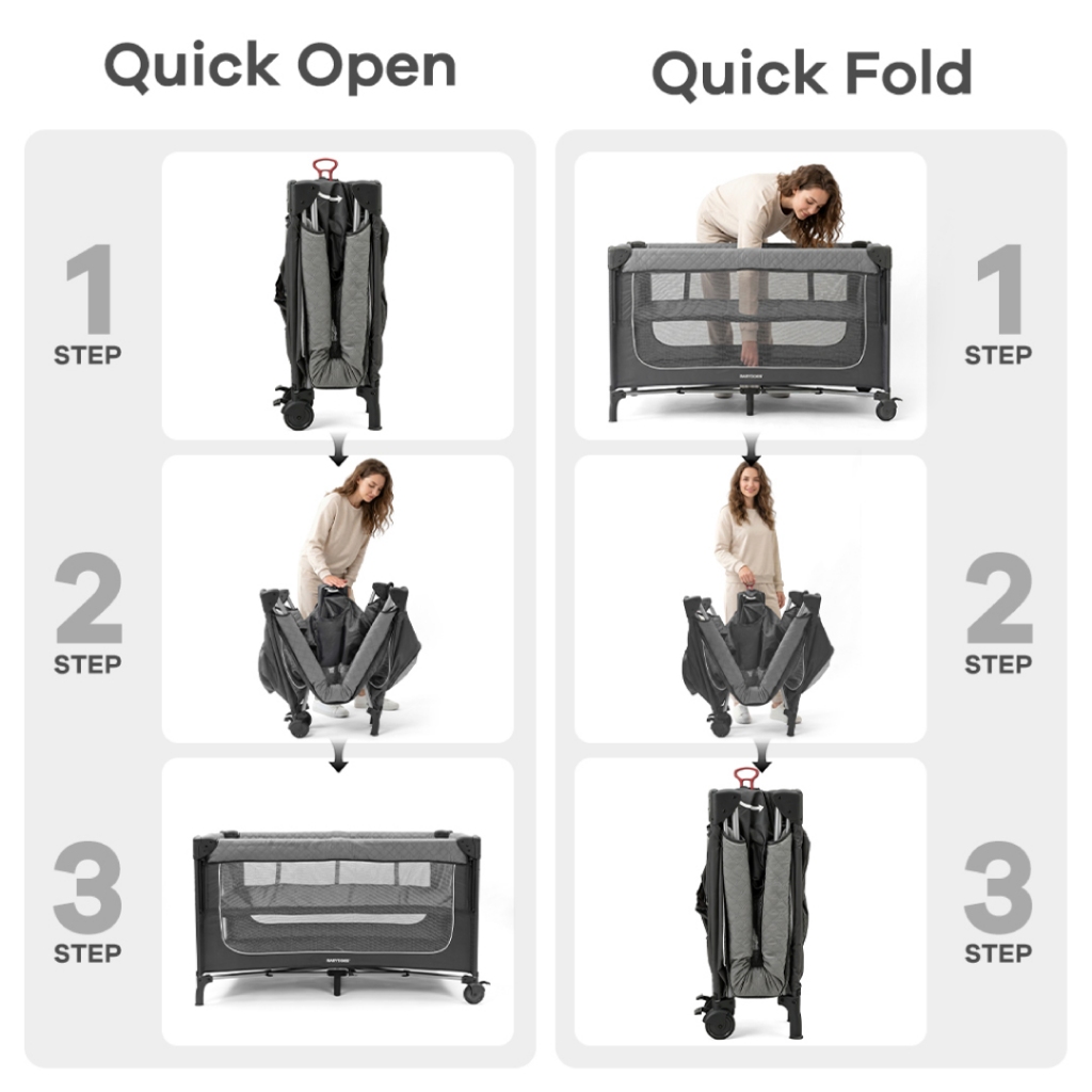 Babydoes Easyfold Auto Baby Box Tempat Tidur Bayi Lipat Otomatis dengan Meja Ganti Foto 2