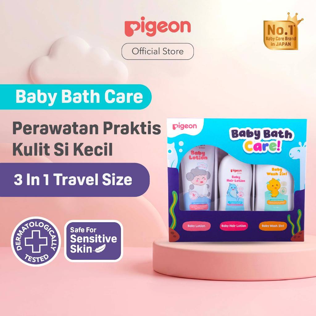 Pigeon Baby Bath Care Set Travel Kit Paket Perlengkapan Mandi Bayi 4 Item