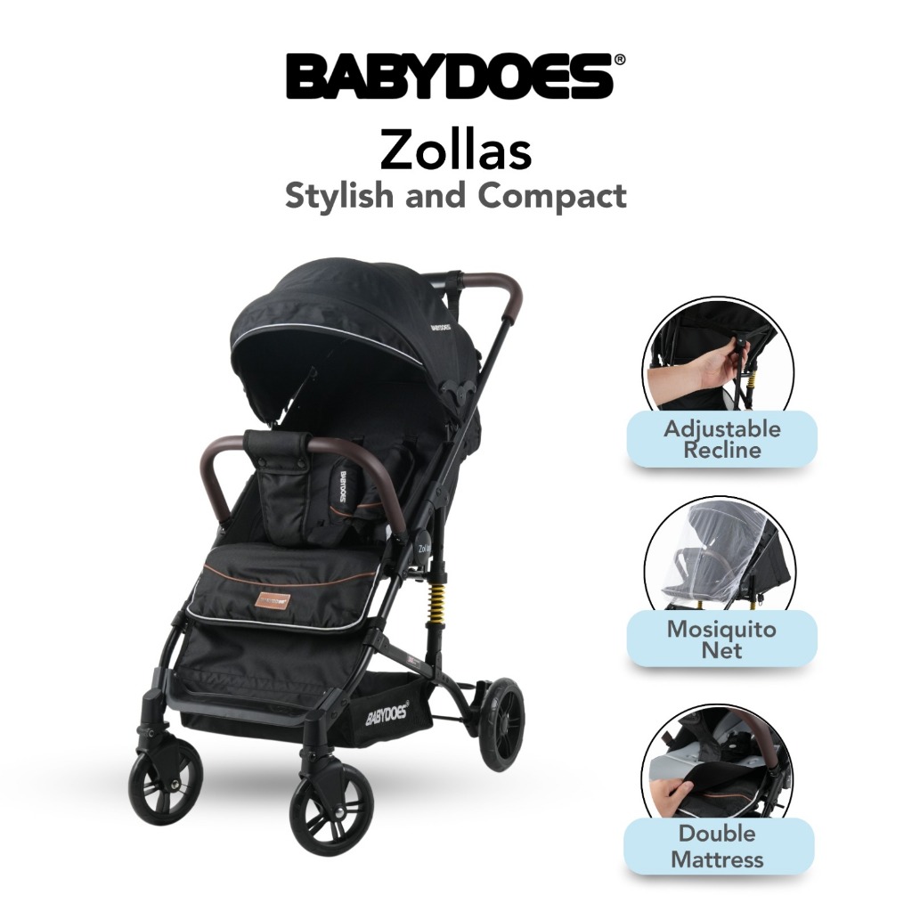 Stroller Bayi Babydoes Zollas Compact Dilipat Sandaran Kursi Kaki Adjustable