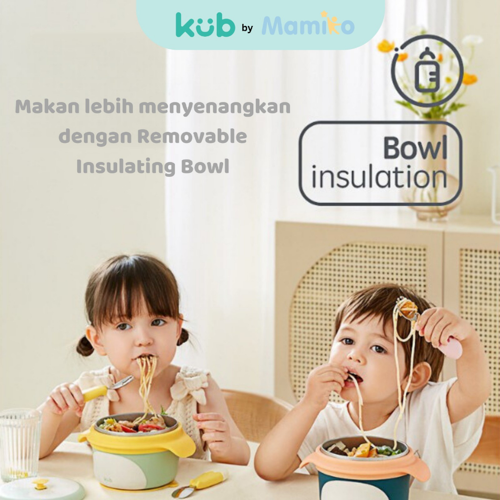 Mangkok Stainless Steel Anak KUB Penguin Insulated Bowl 350ml Food Grade 316 Tahan Panas Foto 4