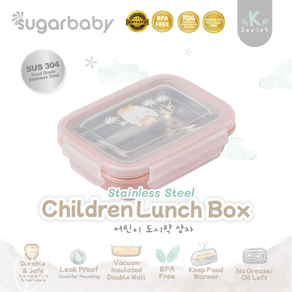 Kotak Makan Anak SUGAR BABY Stainless Steel SUS 304 Double Layer 320 ml Nature Foto 8