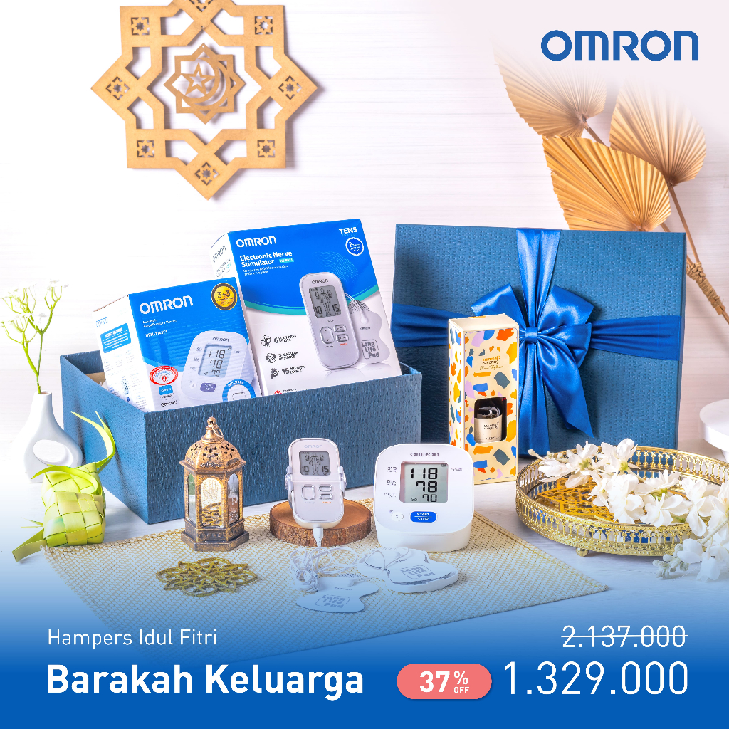 Hampers Kesehatan Omron HEM-7143T1 Tensimeter & HV-F021 TENS Unit Diffuser