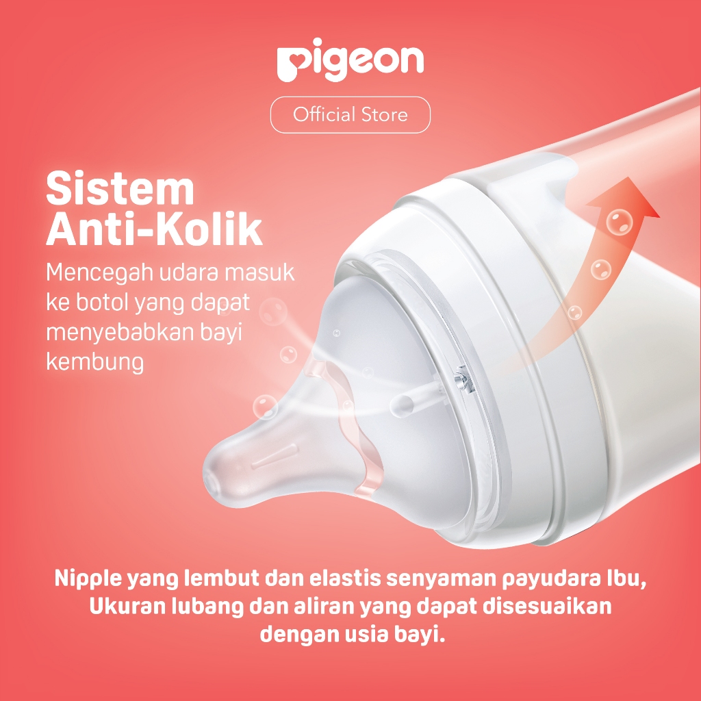 Pigeon SofTouch Nipple Wide Neck Dot Bayi Botol Susu Sistem AVS Anti Kolik Foto 2