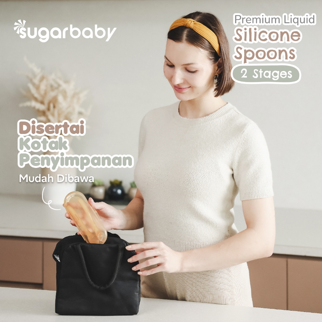 Sendok Belajar Makan Bayi SUGAR BABY Premium Liquid Spoon 2 Stages Silikon Food Grade Foto 6