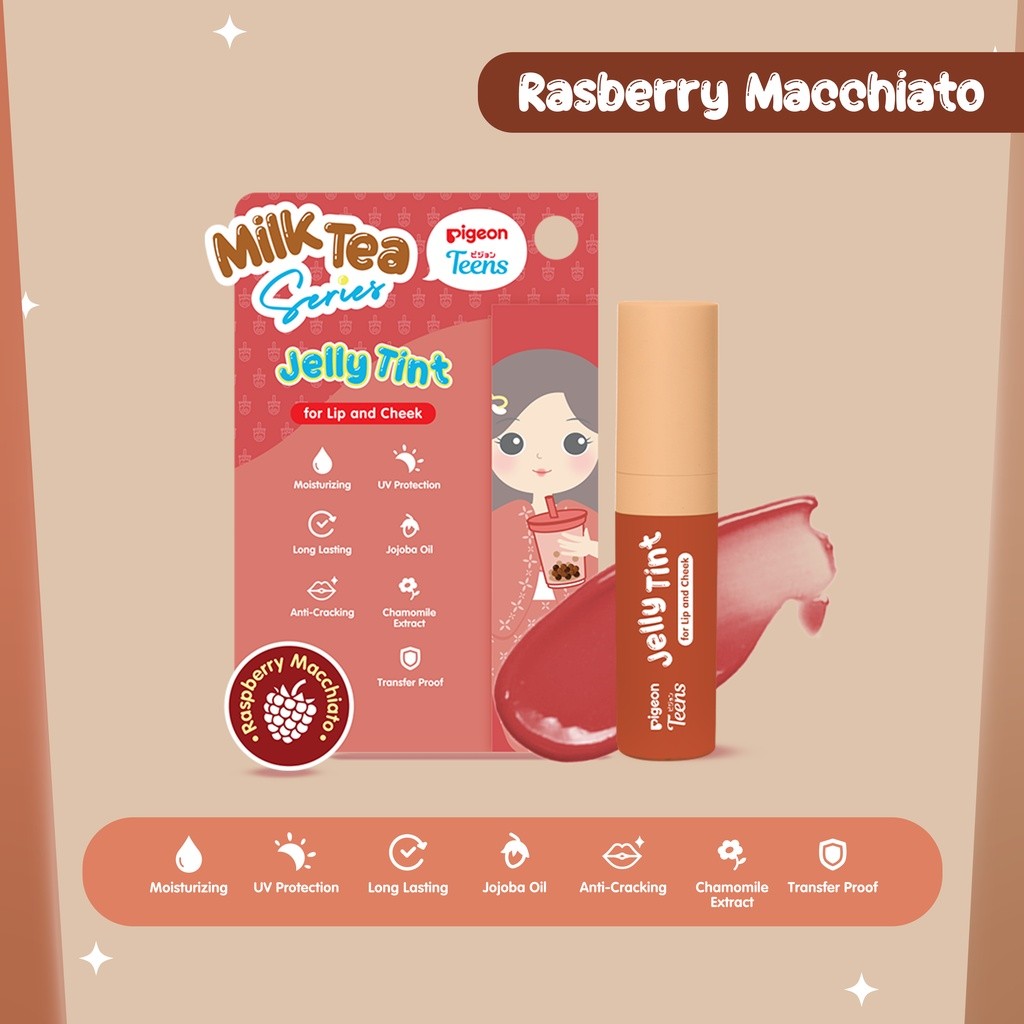 PIGEON TEENS Jelly Tint Milk Tea Series Lip Tint Transferproof Longlasting dengan UV Protection Foto 8
