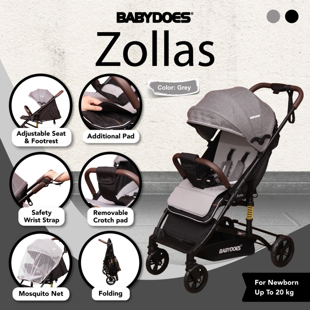 Stroller Bayi Babydoes Zollas Compact Dilipat Sandaran Kursi Kaki Adjustable Foto 6