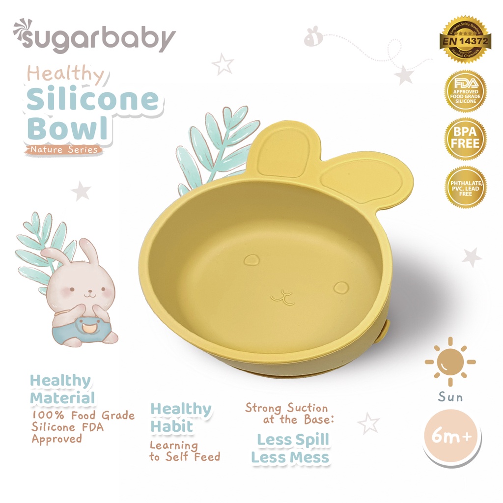 Sugar Baby Healthy Silicone Bowl Nature Series Suction Anti Tumpah 5 Warna Foto 6
