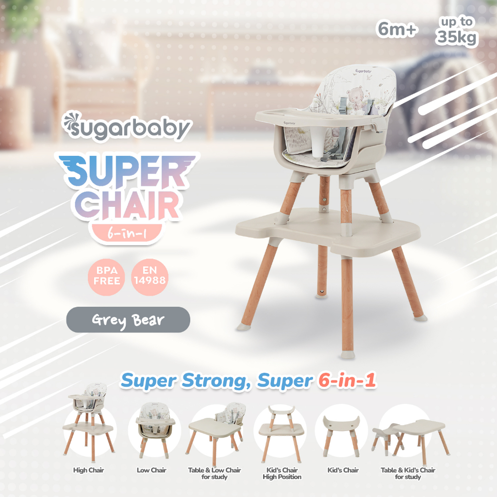 Kursi Makan Bayi Sugar Baby Super Chair 6in1 High Chair BPA Free Anti Slip Foto 7