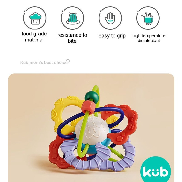 KUB Teether Ball Mainan Gigitan Bayi Bola Bebas BPA Aman untuk Bayi Foto 4