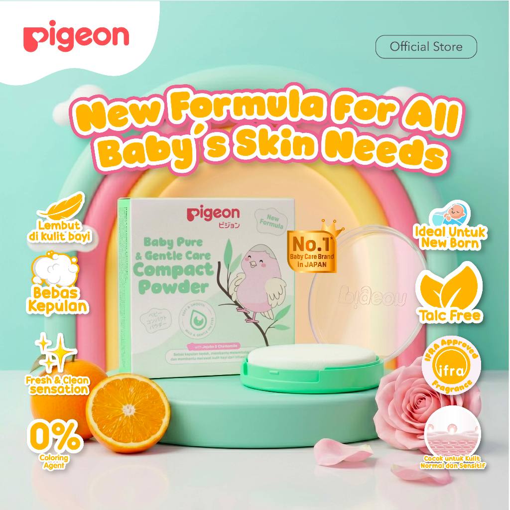 Pigeon Baby Pure & Gentle Care Compact Powder Bedak Padat Talc-Free Chamomile 45gr Foto 7